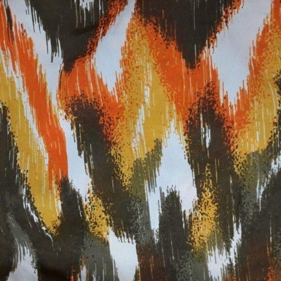 Michael Kors Warm 70's Multi Color Jewel Neck Short Flutter Sleeve Blouse Sz XL - Picture 4 of 12